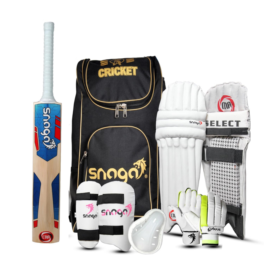 Snaga School Cricket Kit with Kashmir Willow Bat, Backpack & Protective Gear