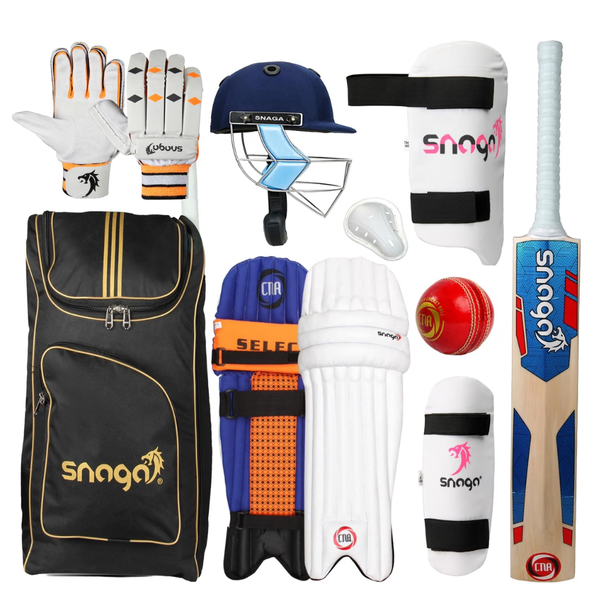 Snaga Eco Cricket Kit Backpack for Kids with Kashmir Willow Bat & Leather Ball