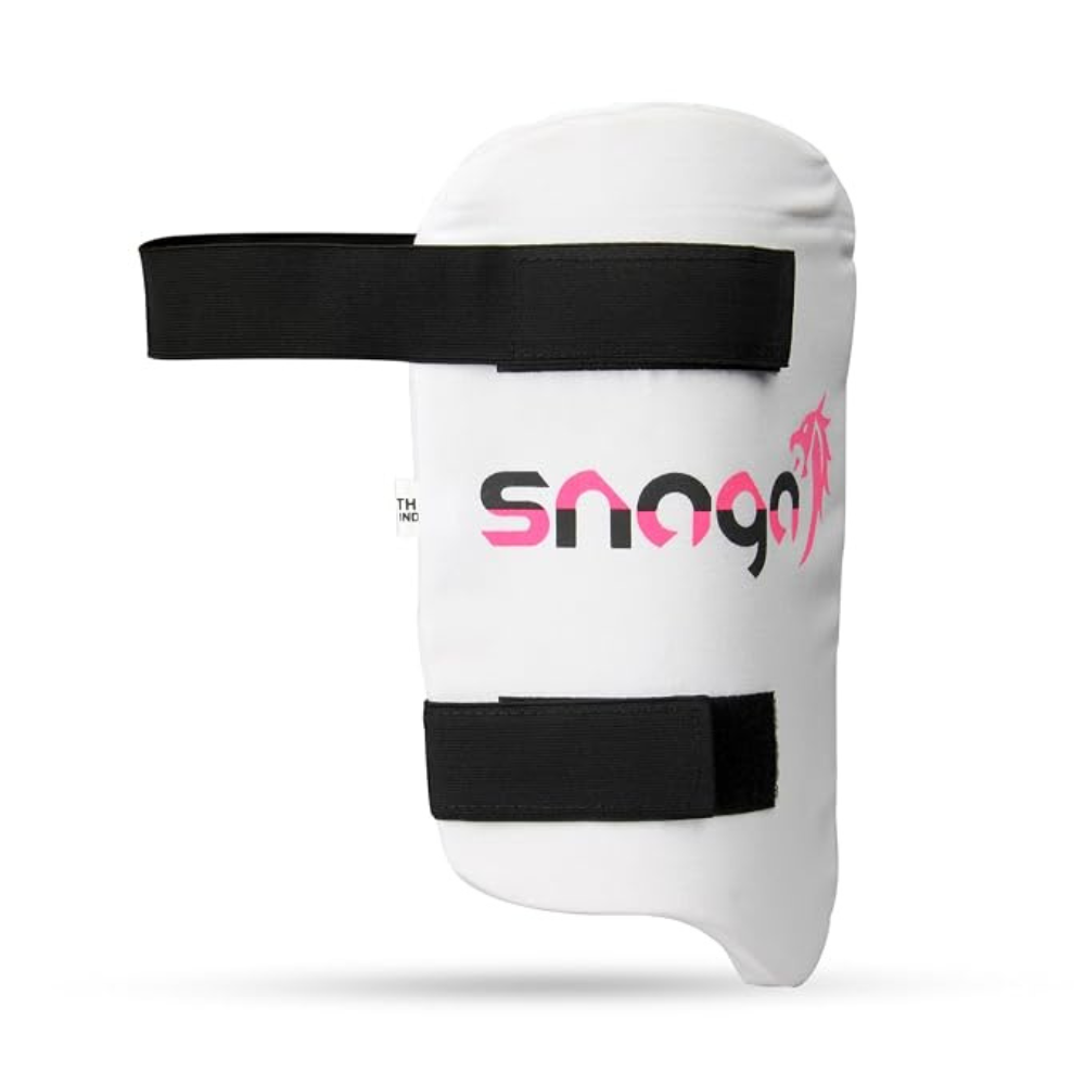 Snaga Eco Cricket Thigh Guard Pad – White with Black Straps