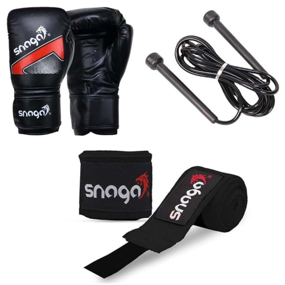 Snaga Complete Boxing Kit – Gloves, Hand Wraps & Skipping Rope