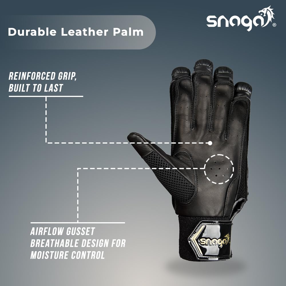 Snaga Alpha Premium Leather Cricket Batting Gloves for Men