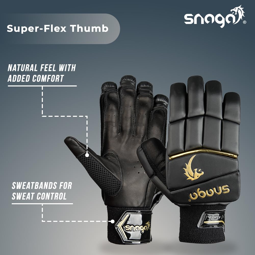 Snaga Alpha Premium Leather Cricket Batting Gloves for Men
