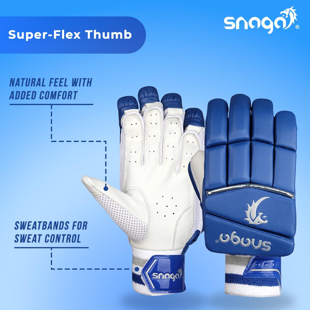Snaga Alpha Premium Leather Cricket Batting Gloves for Men