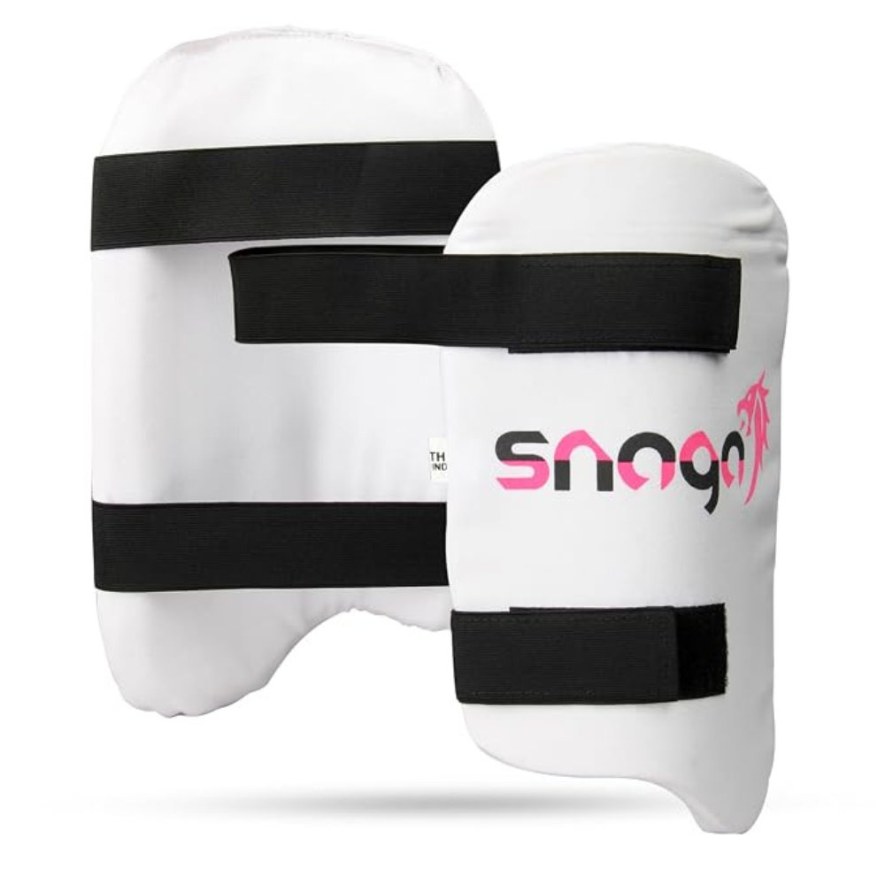 Snaga Eco Cricket Thigh Guard Pad – White with Black Straps