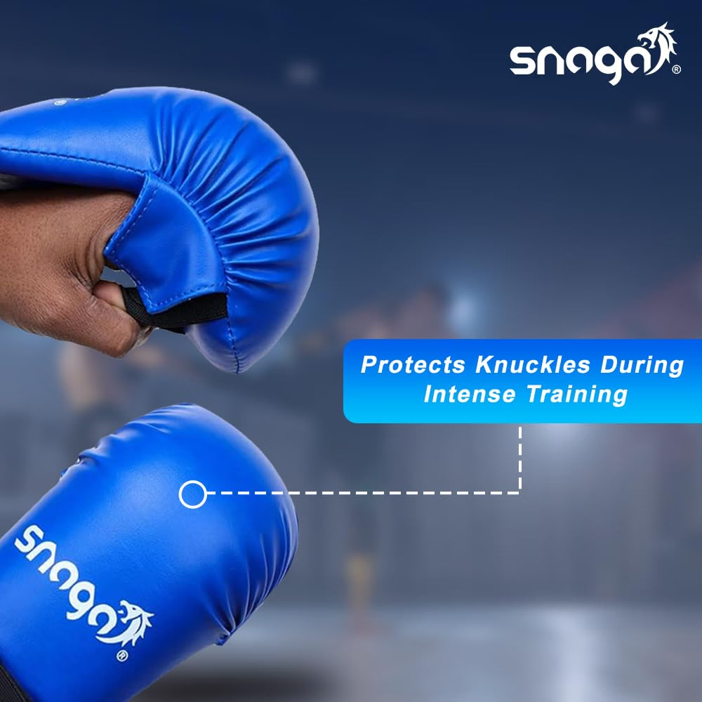 Snaga Karate Protective Kit with Gloves, Headguard, Chest Guard & Shin Pads – Blue