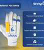 Snaga Professional Cricket Batting Gloves for Boys – Leather, White & Blue