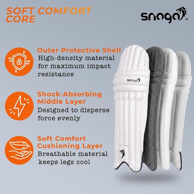 Snaga Premium Moulded Cricket Batting Legguard Pads – Boys, Youth & Men
