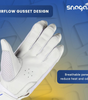 Snaga Professional Cricket Batting Gloves for Boys – Leather, White & Blue