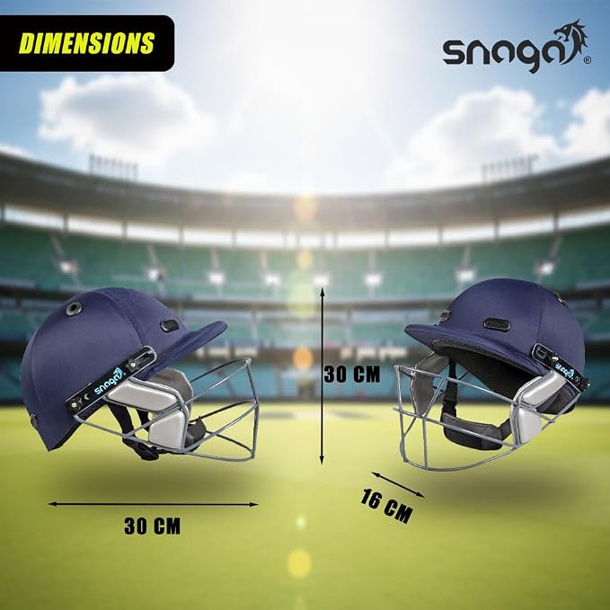 Snaga Cricket Helmet – Navy Blue | Adjustable Fit | Stainless Steel Grill