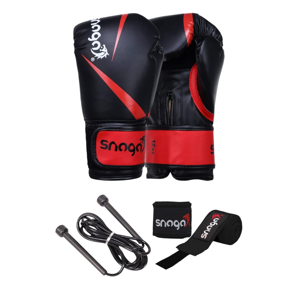 Snaga Complete Boxing Kit with Gloves, Hand Wraps & Skipping Rope