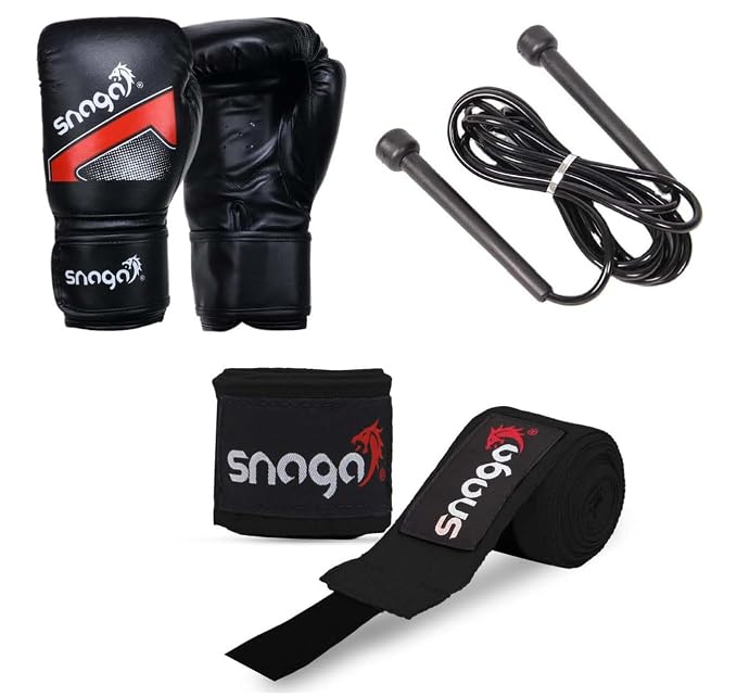 Snaga Complete Boxing Kit – Gloves, Hand Wraps & Skipping Rope