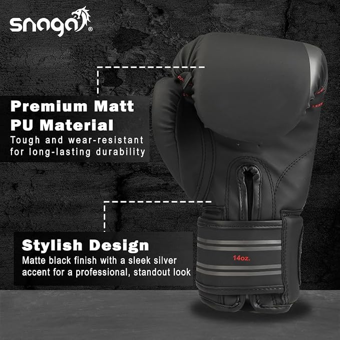 Snaga Premium Matt PU Boxing Gloves