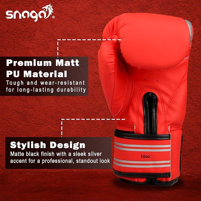 Snaga Premium Matt PU Boxing Gloves