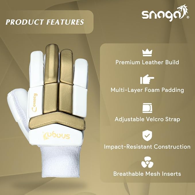 Snaga County Premium Leather Cricket Batting Gloves