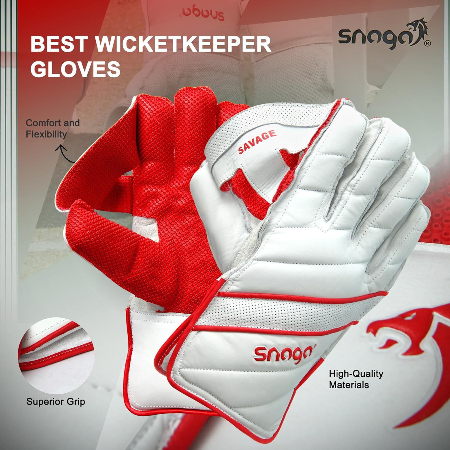 Snaga Premium Leather Wicket Keeping Gloves
