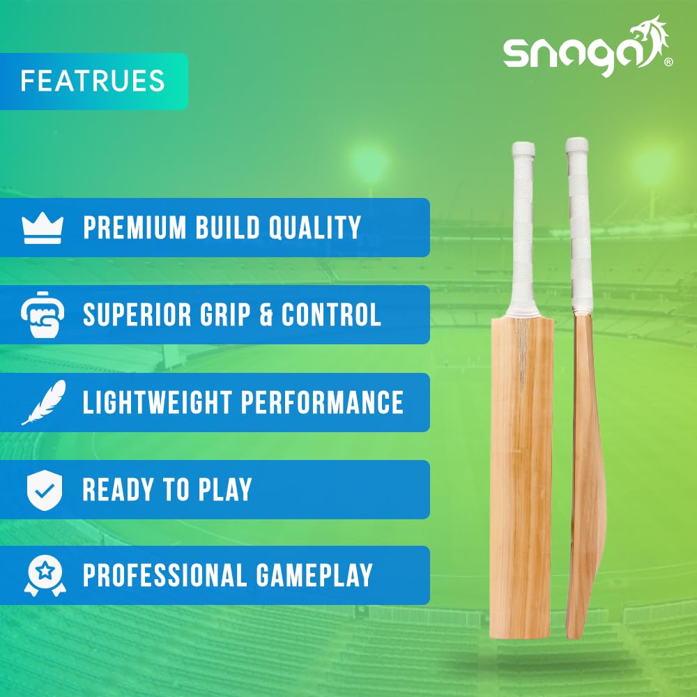 Snaga Premium Kashmir Willow Cricket Bat – Full Size