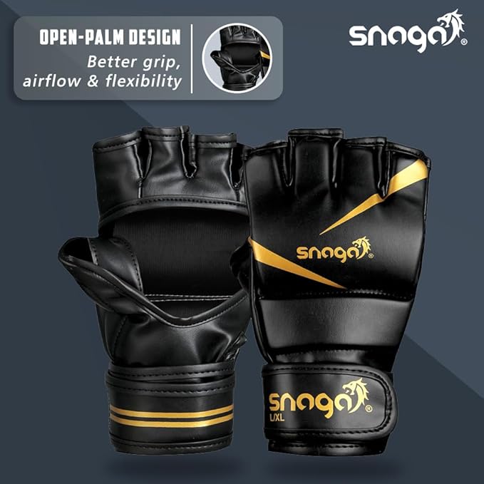 Snaga MMA Training Gloves – Thick Padding & Adjustable Wrist Support